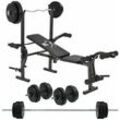 Multifunktion Hantelbank Set ProfiGym 1000 & 3in1 Hantelset mit 60 kg Gewichten – Trainingsbank klappbar Kurzhantel Langhantel Curlhantel - Artsport