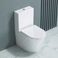 Design Stand-WC Toilette Aachen179T bodenstehend Tiefspüler mit Silent-Close spülrandlose Toilette spülrandloses wc - Weiß | Modell AT176 - Doporro