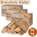 Flameup - Kiefer Brennholz Kaminholz 90 kg Holz Für Ofen und Kamin Kaminofen Feuerschale Grill Feuerholz 30 cm Holzscheite Wood Kammergetrocknet