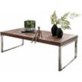 Couchtisch 120 x 60 x 40 cm Massiv Holz Tisch, Massiver Design Wohnzimmertisch aus Massivholz, Beistelltisch Rechteckig Braun - Finebuy