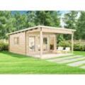 Alpholz Garten-und Freizeithaus Carroz-Modern Petite iso Blockhaus aus Holz, Holzhaus mit 70 mm Wandstärke inklusive Terrasse, Blockbohlenhaus