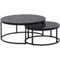 Finebuy - Couchtisch 2er Set Schwarz Marmor Optik Sofatisch Rund Modern, Beistelltisch 2-teilig Metall, Runde Wohnzimmertische, Design Satztische