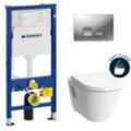 Geberit - Pack wc Vorwandelement UP100 + Platte Delta50 + Vitra-Becken mit Flansch S50 + Softclose-Klappe (S50geb2)