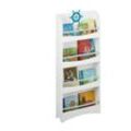 Bücherregal Kinder, hbt 124 x 50,5 x 15 cm, 4 Fächer, mdf, maritimes Kinderbücherregal, Kinderregal, weiß/blau - Relaxdays