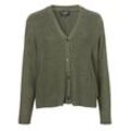 Strickjacke mit V-Ausschnitt und Knopfleiste, khaki, Gr.48