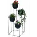 Blumentreppe Metall Schwarz 90 cm Pflanzentreppe mit Topf Innen Indoor Blumenständer 210015 Blumensäule Modern Pflanzenständer Blumenhocker - Dandibo