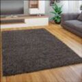 Paco Home - Teppich Wohnzimmer Schlafzimmer Hochflor Shaggy Flokati Einfarbig Weich Modern 120x170 cm, Anthrazit