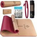 KESSER® Yogamatte Kork Inkl. Tragegurt Tasche & Yoga-Block Gymnastikmatte Yoga Matte rutschfest aus Naturkautschuk TPE Fitnessmatte, 183 x 62 Trainingsmatte für Fitness Sportmatte, Gymnastik extradick