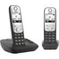 Gigaset A690A Duo DECT Schnurloses Telefon analog Freisprechen, mit Basis, Wahlwiederholung Schwarz