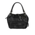 Samantha Look Shopper Damen Leder kariert, schwarz