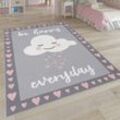 Kinderteppich, Kinderzimmer Teppich m. Stern, Mond u. Karo Motiven 120x160 cm, Pink 6 - Paco Home