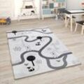 Kinderteppich Teppich Kinderzimmer Spielmatte Straßenteppich Spielteppich 80x150 cm, Weiß - Paco Home