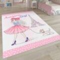 Kinderteppich, Kinderzimmer Teppich m. Stern, Mond u. Karo Motiven 80x150 cm, Pink 5 - Paco Home
