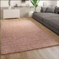 Paco Home - Hochflor Teppich Wohnzimmer Shaggy Langflor Modern Einfarbig Rosa 120 cm Rund