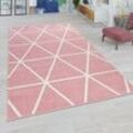 Paco Home - Wohnzimmer Teppich Moderne Pastell Farben Skandinavischer Stil Rauten Muster 70x250 cm, Pink