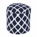 Designer Hocker Pouf rund Ikat blau weiß - Homescapes