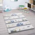 Kinderteppich Kinderzimmer Teppich Spielmatte Rutschfest Berge Wolken Creme Blau 150 cm Rund - Paco Home