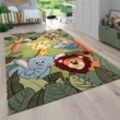 Paco Home Kinderzimmer Kinderteppich für Jungen mit Tier u. Dschungel Motiven Kurzflor 140x200 cm, Grün