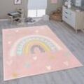 Paco Home - Kinderteppich Teppich Kinderzimmer Mädchen Jungs Verschiedene Motive Und Größen 160x220 cm, Rosa Weiß