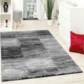 Paco Home - Designer Teppich Modern Wohnzimmer Teppiche Kurzflor Karo Meliert Grau Schwarz 70x140 cm