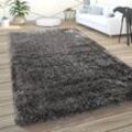 Hochflor Teppich Wohnzimmer Shaggy Pastell Einfarbig Weich Flauschig Anthrazit 80x150 cm - Paco Home