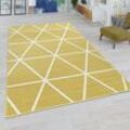 Paco Home - Wohnzimmer Teppich Moderne Pastell Farben Skandinavischer Stil Rauten Muster 70x250 cm, Gelb