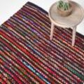 Homescapes - Handgewebter recycelter Chindi-Teppich Folk mit bunten Streifen, 120 x 170 cm - Mehrfarbig