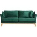 Sofa skandinavisch 3 Plätze Samt midnight green Holzbeine OSLO