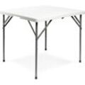 Todeco - Table Pliante de Jardin carrée, Traiteur Pliante Table 86x86x74cm, Table Pliante Transportable, Charge Maximale: 100 kg, Blanc - Blanc