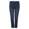 Slim Jeans mit Used-Effekten und Catfaces, dark blue Denim, Gr.46