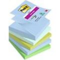 Post-it Super Sticky Z-Notes 76 x 76 mm Blau, Grün Kariert Einfarbig 5 Blöcke mit 90 Blatt