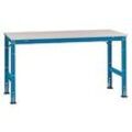 Manuflex Stationär Arbeitstisch UNIVERSAL Standard PVC, Stahl Brillantblau 2.000 x 800 mm