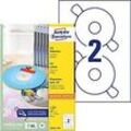 AVERY Zweckform CD/DVD Etiketten L6043-100 haftend DIN A4 Weiß 100 Blatt à 2 Etiketten