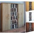 VCM CD Regal Holz CD Schrank mit 1 ESG-Sicherheitsglastür und 2 Holztüren für 450 CDs oder 195 DVDs oder 108-Videos Maße: H. 92 x B. 86 x T. 18 cm Eleganter DVD Schrank Blu ray Schrank CD-Schrank - Santo