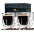 Königsglas Espressoglas Espresso Glas Set 80 ml doppelwandige Espressotassen, Thermogläser, handgefertigte Kaffee Gläser 2/4er Set Cappuccino Latte Macchiato, weiß
