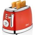 Zilan - 60er Jahre Retro 2 Scheiben Doppelschlitz Toaster Edelstahl Toaster Retro Toaster Vintage Mit Brötchenaufsatz 850 Watt