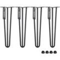 Holzbrink - 4 x Hairpin Tischbeine Metall 3-Stangen, Hairpin Leg Möbelfuß, Schwarz, 100 cm, HLT-13A-100-9005