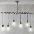 Hängelampe 6 flammige - E27 Fassung, 43 cm, Beton-Optik/Schwarz, aus Metall/Kunststoff, Vintage/Retro Design - Pendelleuchte Pendellampe Deckenlampe