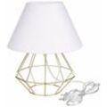 298 Pati Tischlampe mit rundem konischem Schirm Gold, Weiß, 25 cm, 1x E27 - Keter Lighting