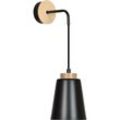 Licht-erlebnisse - Wandlampe Schwarz E27 Metall Holz klein Skandinavisch Wandleuchte