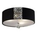 Inspired Diyas Evelyn - Flush Ceiling Round mit Black Shade 3 Light Polished Chrome, Crystal