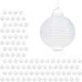 100 x LED Lampions weiß, batteriebetrieben, Lampion Set für Draußen & Drinnen, zum Aufhängen, Papierlaterne, Ø 20cm, white