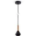 Pendelleuchte Esstisch Lampe Küche Wohnzimmer Lampenschirm Stahl Holz GU10 Schwarz, Ø10cm - Paco Home