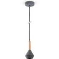 Pendelleuchte Esstisch Lampe Küche Wohnzimmer Lampenschirm Stahl Holz GU10 Grau, Ø10cm - Paco Home