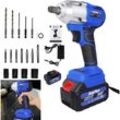 Dayplus - Akku-Schlagschrauber 1/2 Zoll, 420N.m Max Drehmoment, bürstenlose Power Impact Gun, 6.0Ah Li-Ionen-Batterie mit Schnellladegerät, 4Pcs