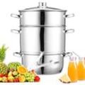 Edelstahl Dampfentsafter 8 Liter mit Schlauch + Klemme Fruchtentsafter,Induktion Entsafter Saftpresse Obst - Silber - Vingo