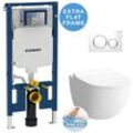 Geberit - Pack wc extraflach UP720 Vorwandelement + Vitra Sento wc spülrandlose + Absenk-WC-Deckel + Weiße Platte