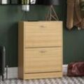 Home Discount - 2 Drawer Shoe Cabinet Hallway Storage Cupboard Stand, Pine