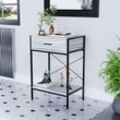 Brooklyn 1 Drawer Console Table Hallway Living Room Shelf Display Iron Legs, Grey