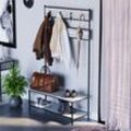 Brooklyn Industrial Coat Rack Stand Hall Tree Flur Schuhablage Bank Regale Haken, Grau